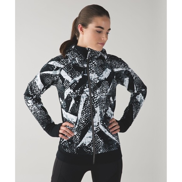 lululemon athletica Tops - Lululemon Scuba Hoodie IIIStatic Mist White Black / Black Size 10